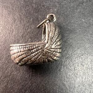 MCM Vintage Sterling Silver Baby Moses Basket Cradle Charm Pendant